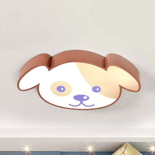 Brown Acrylic Doggy Flush Ceiling Light - Animal Style Fixture for Kids Bedroom