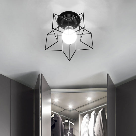 Sleek Black Iron 1-Light Semi Flush Ceiling Light - Industrial Style