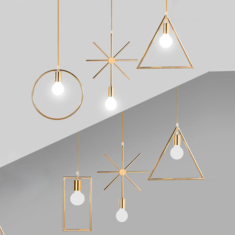 Gold Geometric Pendant Light - Nordic Metal - Dining Room Suspension