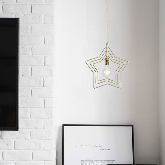 Gold Geometric Pendant Light - Nordic Metal - Dining Room Suspension