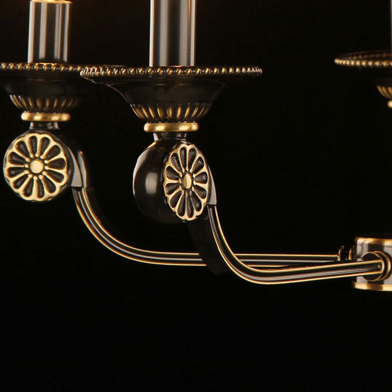 Traditional Gold & Black Flared Chandelier With Frosted Glass For Bedroom Suspension Light