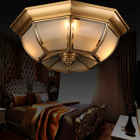 Minimalist Frosted Glass Brass Flushmount Ceiling Light for Dining Room