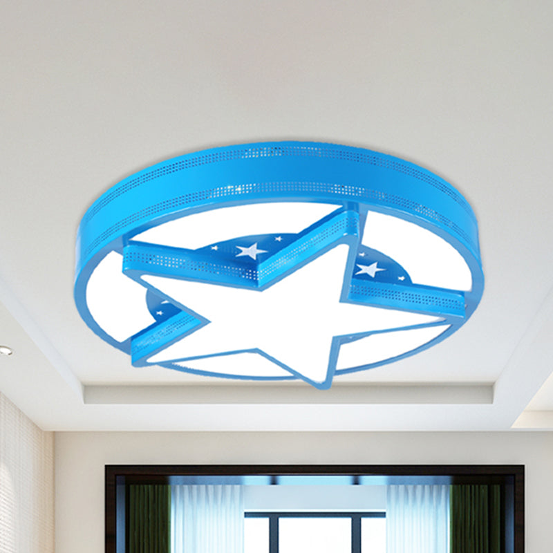 Modern Star Metal & Acrylic Bathroom Ceiling Light - Circle Flush Mount Lamp