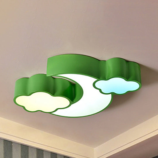 Plafonnier moderne en forme de lune et de nuage : lampe élégante en métal et acrylique pour la cuisine