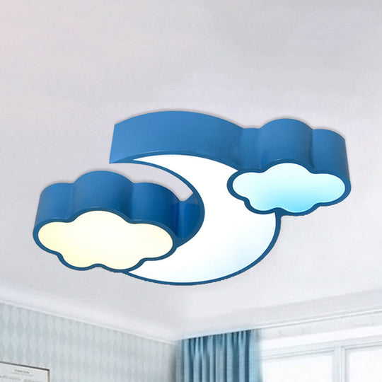 Plafonnier moderne en forme de lune et de nuage : lampe élégante en métal et acrylique pour la cuisine