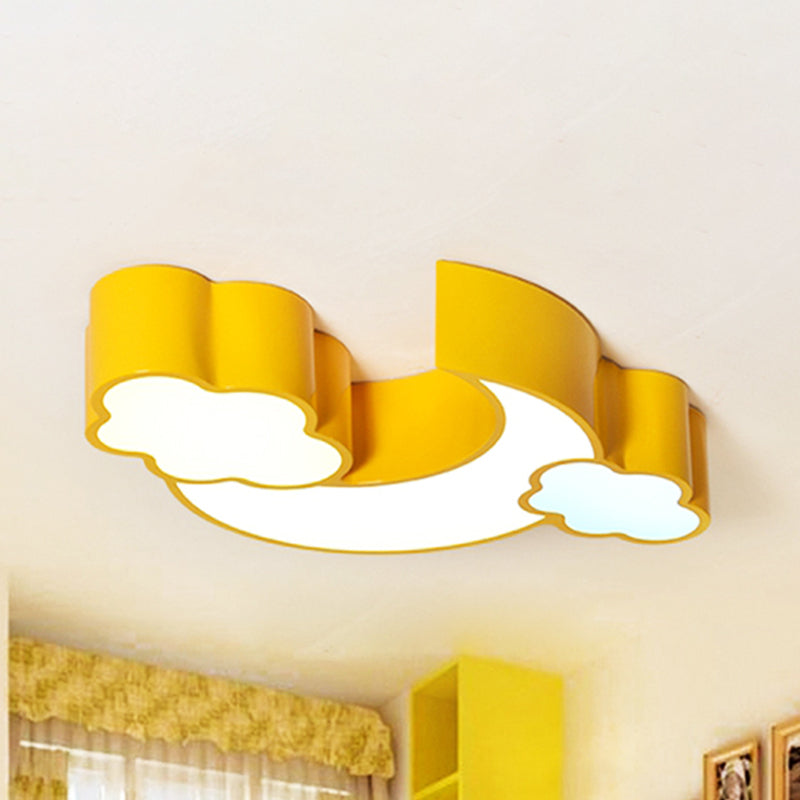 Plafonnier moderne en forme de lune et de nuage : lampe élégante en métal et acrylique pour la cuisine