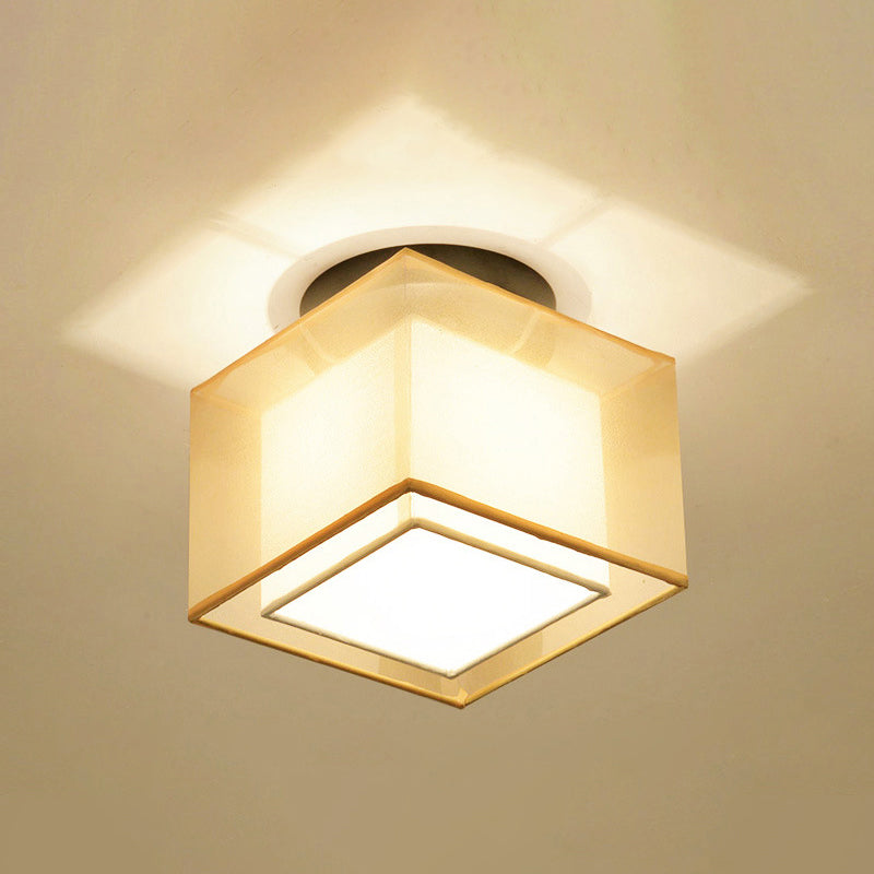 Dual-Shaded Corridor Ceiling Light - Modern Semi Flush Mount Fabric Lighting