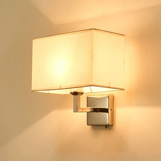 Minimalist Rectangular Fabric Wall Lamp - 1 Head Ideal For Bedroom Lighting