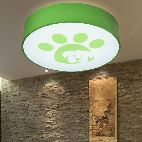 Dog Paw Acrylic Ceiling Lamp: Round Shade Mount Light For Bathrooms