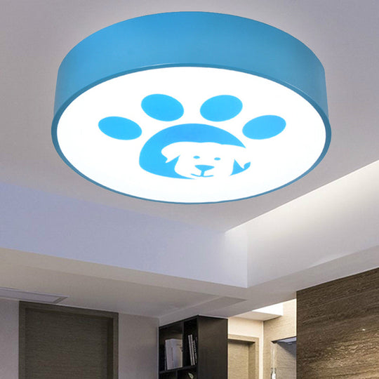 Dog Paw Acrylic Ceiling Lamp: Round Shade Mount Light For Bathrooms Blue / 15