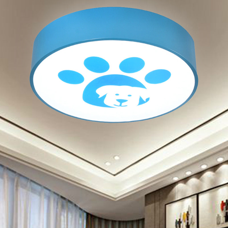 Dog Paw Acrylic Ceiling Lamp: Round Shade Mount Light For Bathrooms