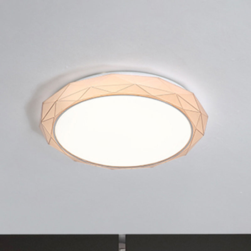 Nordic Diamond Flush Ceiling Light With Led 16/19.5 Diameter In White/Pink/Blue Shades