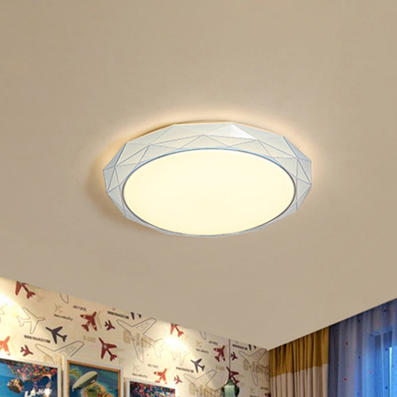 Nordic Diamond Flush Ceiling Light With Led 16/19.5 Diameter In White/Pink/Blue Shades White / 16