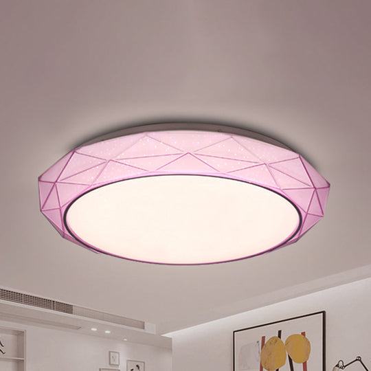 Nordic Diamond Flush Ceiling Light with LED, 16"/19.5" Diameter, in White/Pink/Blue Shades