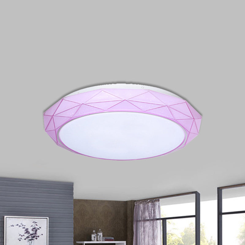 Nordic Diamond Flush Ceiling Light with LED, 16"/19.5" Diameter, in White/Pink/Blue Shades