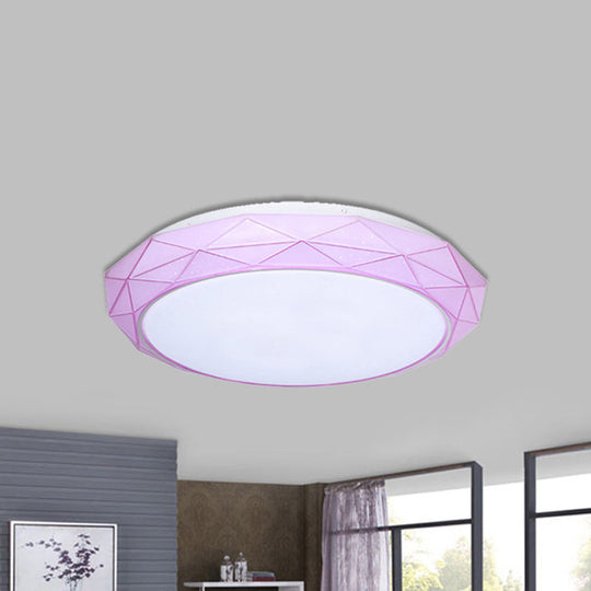 Nordic Diamond Flush Ceiling Light with LED, 16"/19.5" Diameter, in White/Pink/Blue Shades