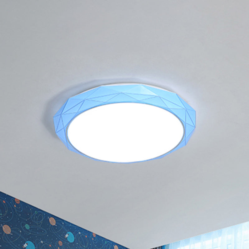 Nordic Diamond Flush Ceiling Light with LED, 16"/19.5" Diameter, in White/Pink/Blue Shades