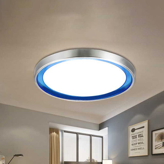 Contemporary LED Flush Light in Orange/Blue/Purple with Warm/White Glow - 14"/16"/20" Metal Circular Ceiling Fixture