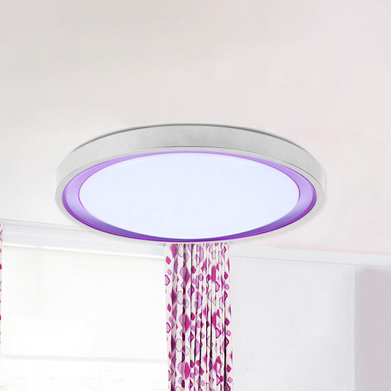 Contemporary LED Flush Light in Orange/Blue/Purple with Warm/White Glow - 14"/16"/20" Metal Circular Ceiling Fixture