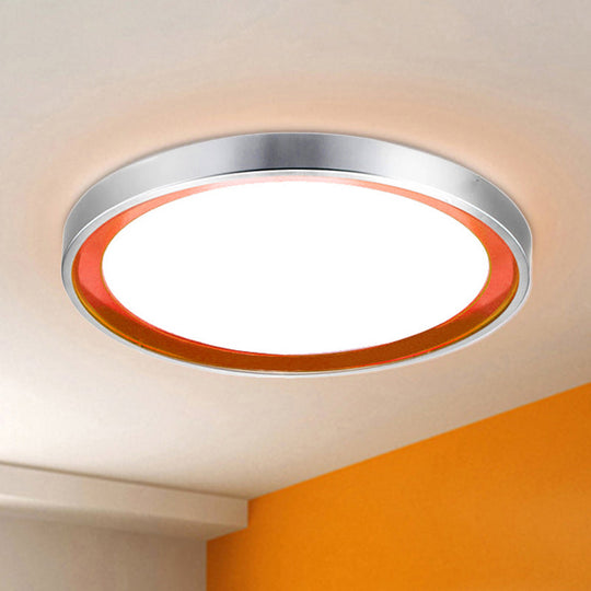 Contemporary LED Flush Light in Orange/Blue/Purple with Warm/White Glow - 14"/16"/20" Metal Circular Ceiling Fixture