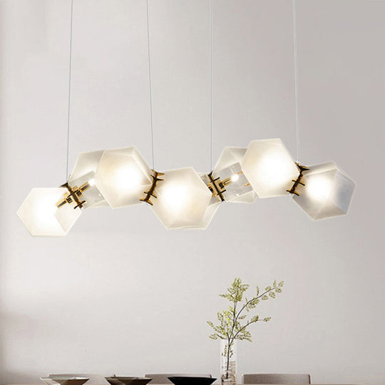 Geometric White Glass Shade Chandelier Kit: Modern Gold Led Hanging Lamp For Living Room - 2/4/6