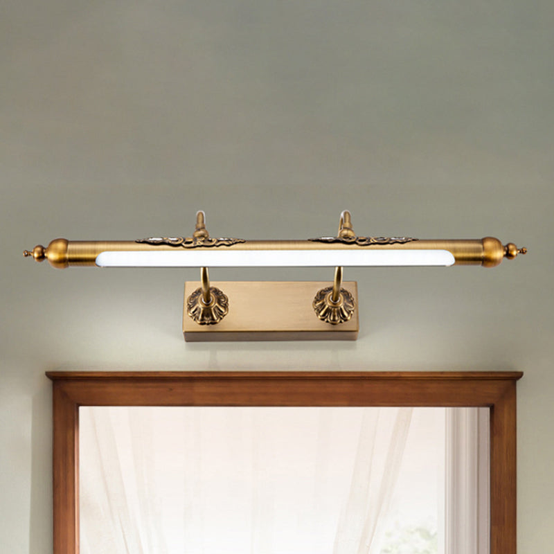 Modern Metallic Linear Vanity Light - Led Brass Wall Sconce Lighting For Bathroom (18/21.5 Wide)