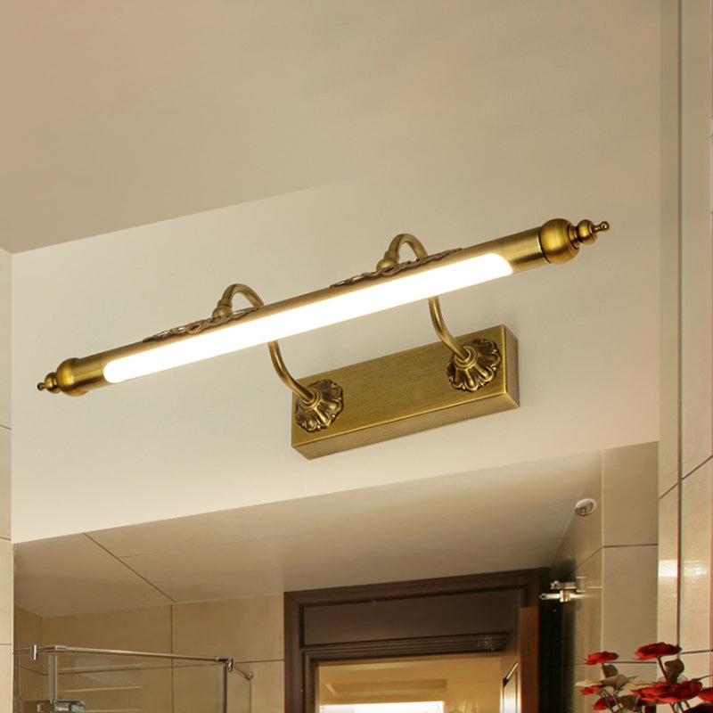 Modern Metallic Linear Vanity Light - Led Brass Wall Sconce Lighting For Bathroom (18/21.5 Wide)