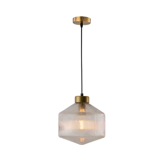 Modern Clear/Amber/Smoke Grey Glass Drum Pendant Light - 1-Light Ceiling Suspension Lamp