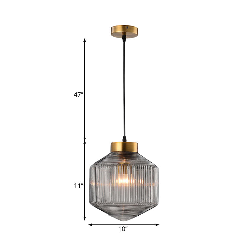 Modern Clear/Amber/Smoke Grey Glass Drum Pendant Light - 1-Light Ceiling Suspension Lamp