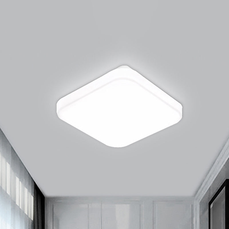 Nordic Led Ceiling Flush Mount Light - White Square Lamp With Acrylic Shade (12/15/18) For Bedroom /