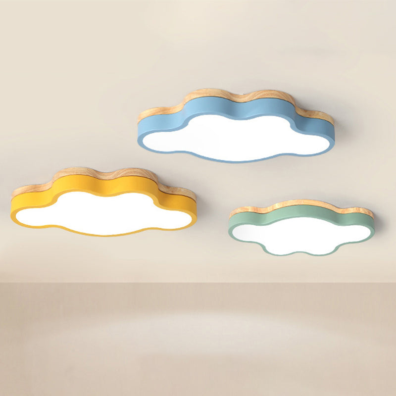 Macaron Loft Led Ceiling Lamp: Acrylic Cloud Shape Flush Light For Kids Bedroom