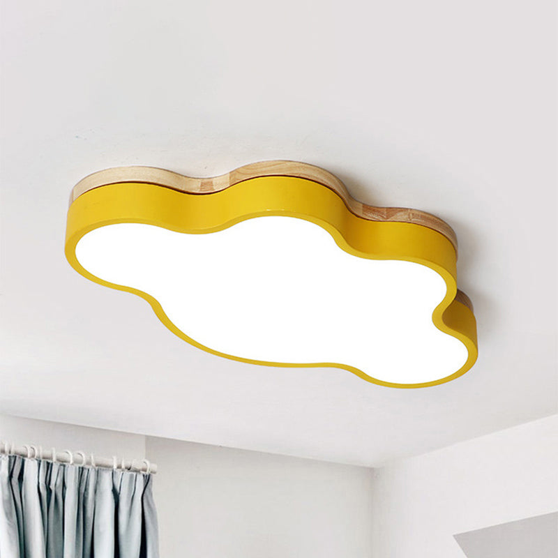 Macaron Loft Led Ceiling Lamp: Acrylic Cloud Shape Flush Light For Kids Bedroom Yellow / White