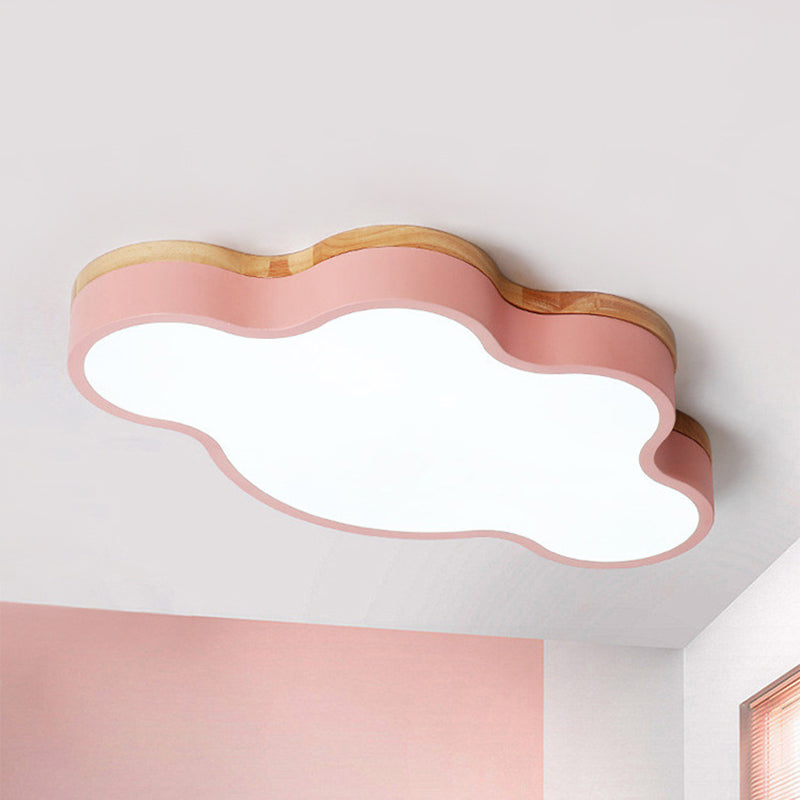 Macaron Loft Led Ceiling Lamp: Acrylic Cloud Shape Flush Light For Kids Bedroom Pink / White