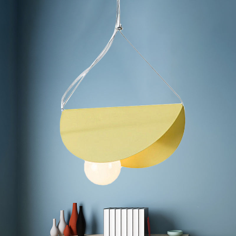 Nordic Style Fold Circle Pendant Light - Metal Suspension For Corridor And Cafe