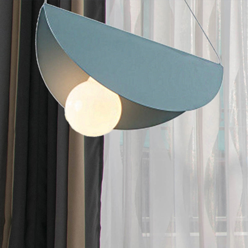 Nordic Style Fold Circle Pendant Light - Metal Suspension For Corridor And Cafe