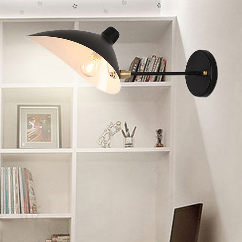 Modern Style Duckbill Shade Wall Lamp With Metallic Finish Black Sconce Lighting Straight/Curved Arm