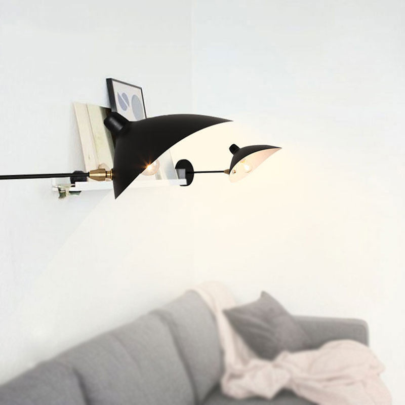 Modern Style Duckbill Shade Wall Lamp With Metallic Finish Black Sconce Lighting Straight/Curved Arm