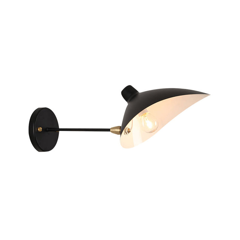 Modern Style Duckbill Shade Wall Lamp With Metallic Finish Black Sconce Lighting Straight/Curved Arm