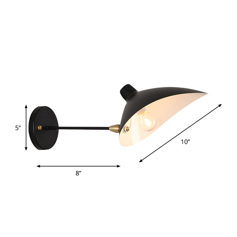 Modern Style Duckbill Shade Wall Lamp With Metallic Finish Black Sconce Lighting Straight/Curved Arm