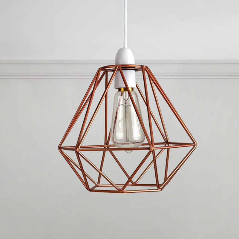 Industrial Loft Yellow/White Wire Frame Hanging Pendant Light - Modern Metal Lamp for Living Room