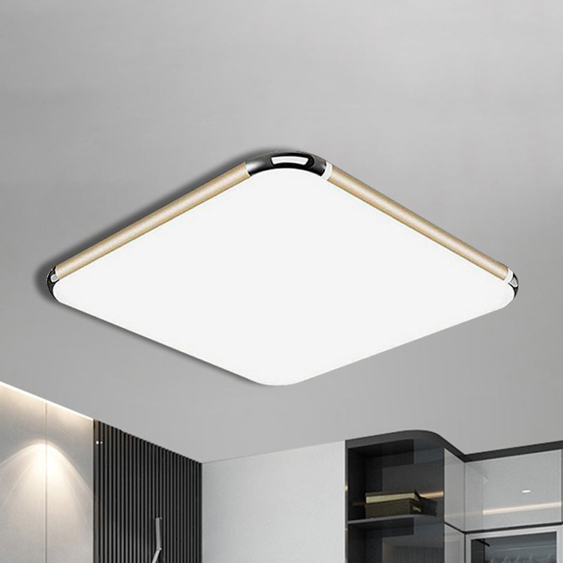 Minimalist Gold LED Flush Mount Ceiling Light for Bedroom, Ultra-Thin Square/Rectangular Design with Acrylic Diffuser, Wide Range Options (12"/18"/20.5")