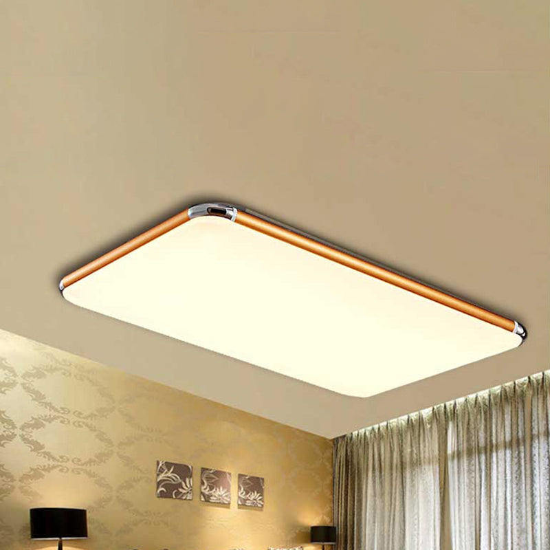 Minimalist Gold LED Flush Mount Ceiling Light for Bedroom, Ultra-Thin Square/Rectangular Design with Acrylic Diffuser, Wide Range Options (12"/18"/20.5")