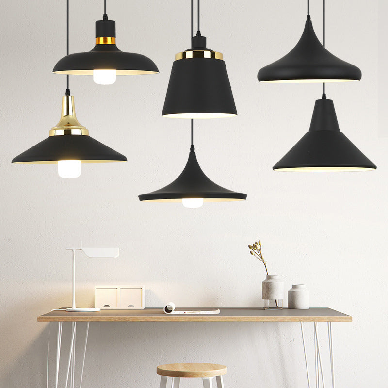 Modern Nordic Pendant Light – 1-Light Metallic Suspension Fixture in Black