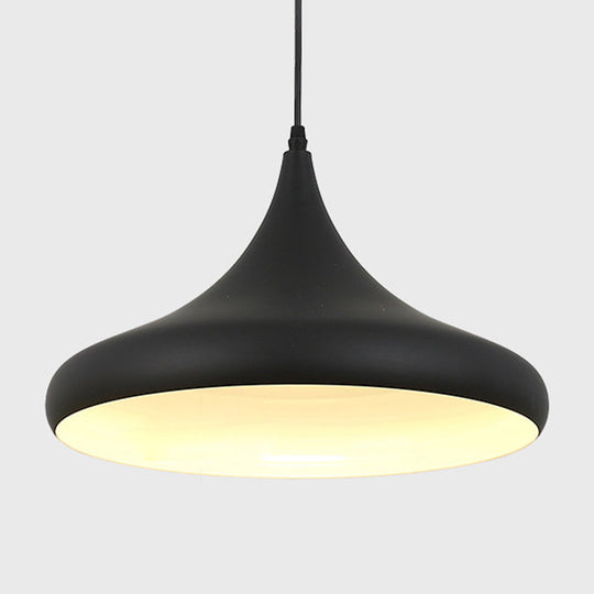 Nordic Shaded Pendant Light - 1-Light Metallic Suspension Fixture Black