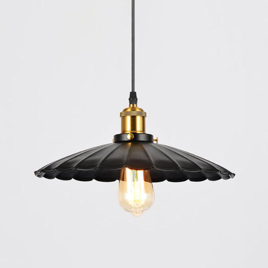 Industrial Black Iron Conical Shade Pendant Light - Single-Bulb Suspension For Restaurants