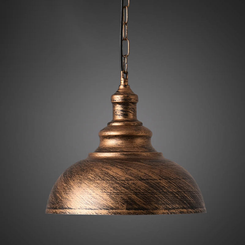 Simplicity Iron Pot Cover Hanging Lamp - Single-Bulb Restaurant Ceiling Lighting Fixture Bronze /