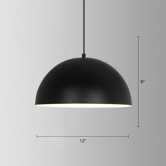 Simplicity Iron Pot Cover Hanging Lamp - Single-Bulb Restaurant Ceiling Lighting Fixture Black /