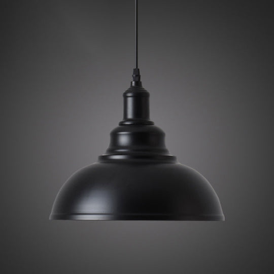 Simplicity Iron Pot Cover Hanging Lamp - Single-Bulb Restaurant Ceiling Lighting Fixture Black /