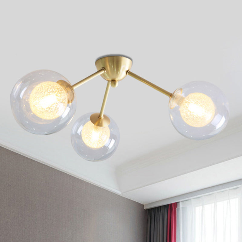 Global Semi Flush Mount Light Fixture in Gold with Clear/Amber/Smoke Glass and LED lights - Perfect for Modern Bedrooms