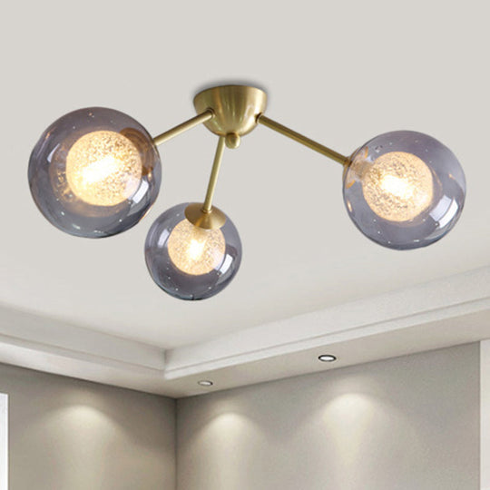 Global Semi Flush Mount Light Fixture in Gold with Clear/Amber/Smoke Glass and LED lights - Perfect for Modern Bedrooms